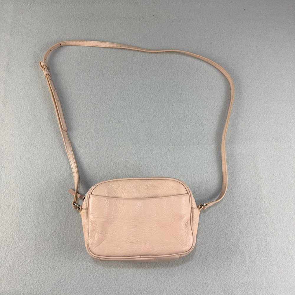 Steven Alan Blush Pink Pebbled Leather Crossbody Camera Bag Silver Hardware